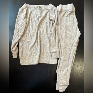 Little Sleepies Oatmeal Heather Ribbed Two Piece Pajama Set
